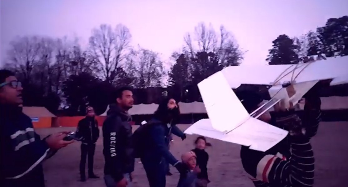 Team preparing to hand-launch the aircraft at IIT Bombay, 2019
