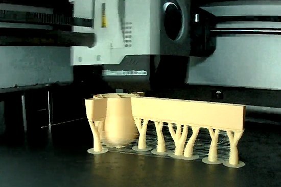 Mold core sections being 3D printed with support structures